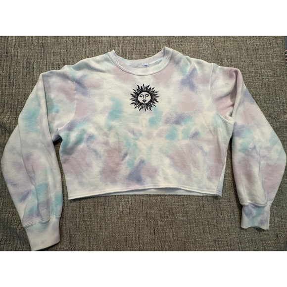 Hollister Tops - Hollister Womens Sweatshirt XSmall Pink White‎ Blue Jumper Cropped Tie Dye